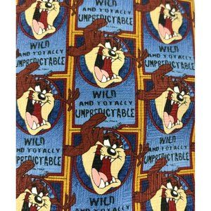 Looney Tunes Men's Novelty Necktie: Taz. "Wild & Unpredictable". Blue / Brn VGC